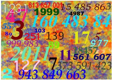 Image of numbers in different sizes and colors.